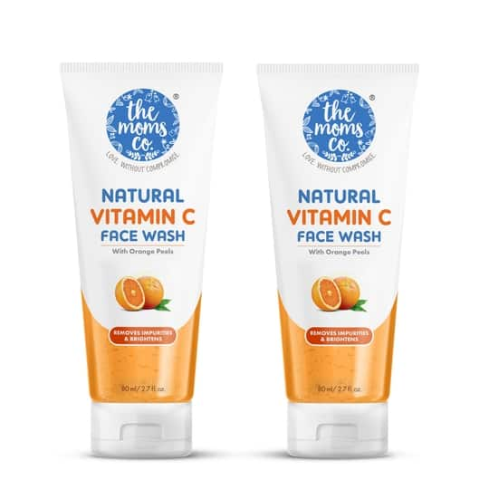 The Moms Co Natural Simple Vitamin C Face Wash Clean For  Glowing Skin Chemical Free (80 ml) Combo