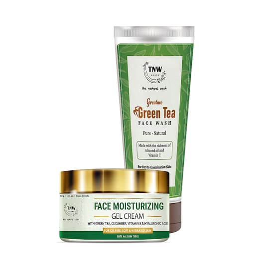 TNW - The Natural Wash Green Tea Face Wash and Face Moisturizing Gel Cream Combo