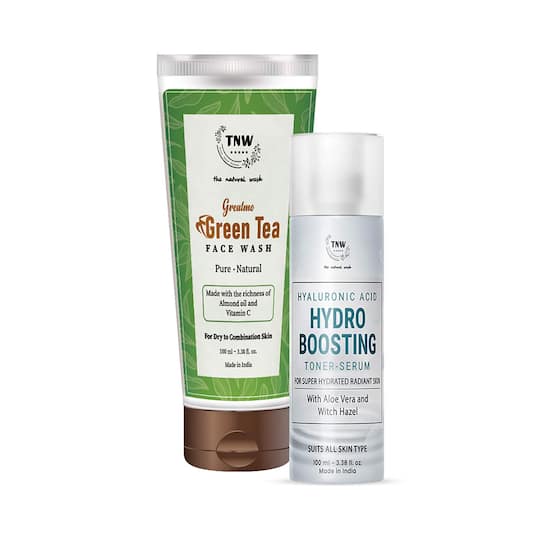 TNW - The Natural Wash Green Tea Face Wash and Hyaluronic Acid Toner Combo
