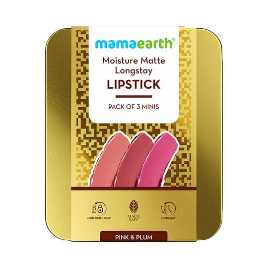 Mamaearth Moisture Matte Long Stay Lipstick Gift Set - Pink & Plum (3 pcs)