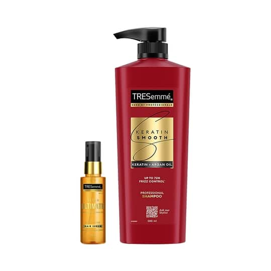 Tresemme Keratin Smooth Shampoo (580 ml) + Gloss Ultimate Hair Serum (50 ml) Combo