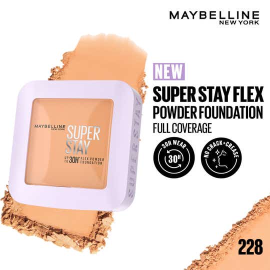 Maybelline New York Super Stay 30H Flex Powder Foundation - 228 (9 g)