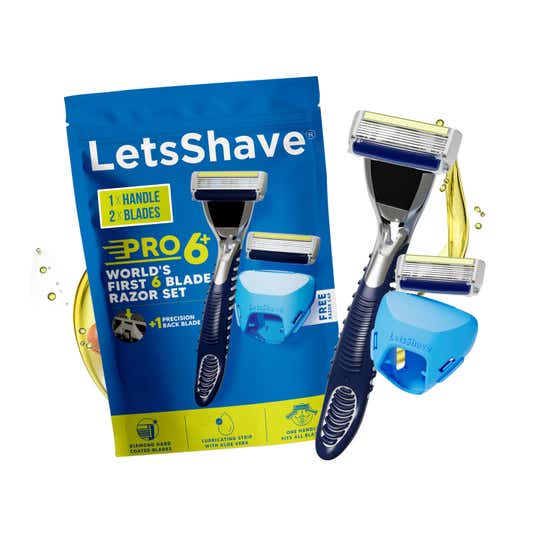 LetsShave Pro 6 Plus Shaving Razor For Men - Black, Grey