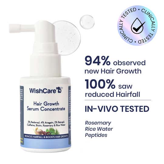 WishCare Hair Growth Serum Concentrate, In-Vivo Tested,Redensyl,Anagain,Biotin,Keratin & Rice Water (30ml)