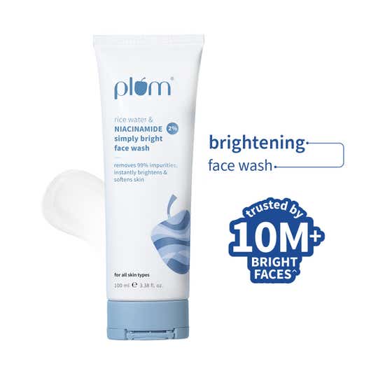 Plum Bright 2% Niacinamide Face Wash With Rice Water Brightens Skin Helps Fade Blemishes (100 ml)