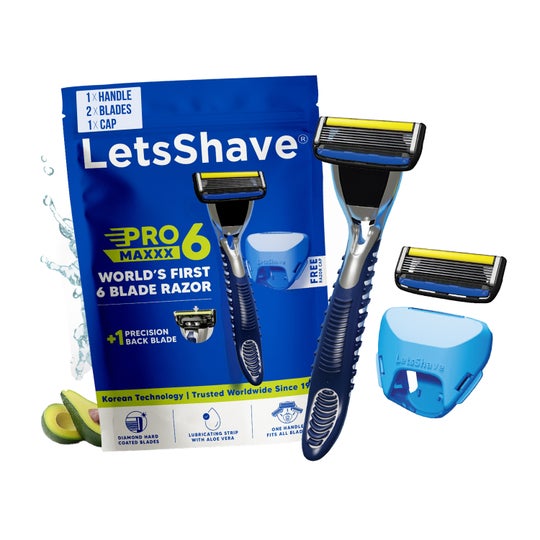 LetsShave Pro 6 Maxxx world’s 1st 6 blade razor for men Precision Back Blade Razor Handle for Men