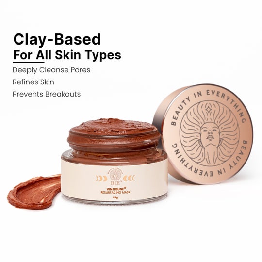 BiE Vin Rouge Face Mask for Mild Exfoliation with Moroccan Rhassoul & Vitamin E (20g)