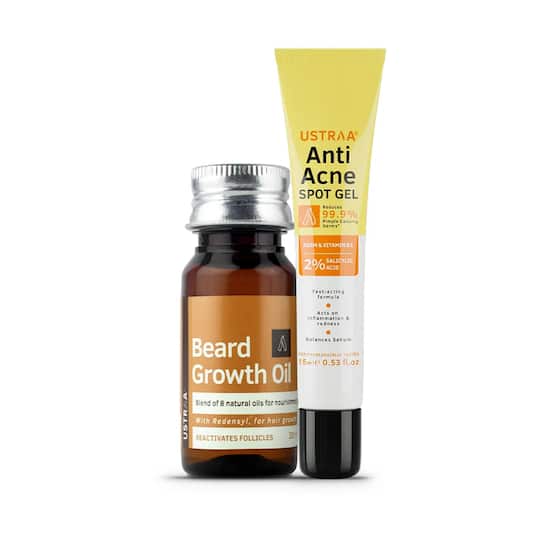 Ustraa Anti Acne Spot Gel & Beard Growth Oil Combo