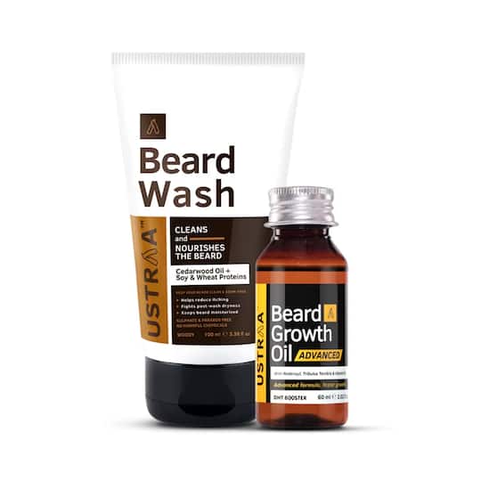 Ustraa Beard Growth Oil Advanced 60ml & Beard Wash Woody