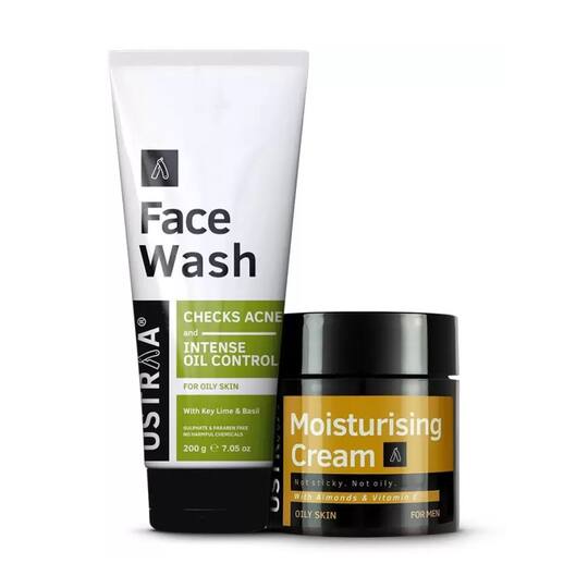Ustraa Face Wash Dry Skin 200g & Moisturising Cream Dry Skin 100g - (2 Pcs)