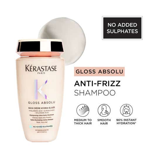 KERASTASE Gloss Absolu Crème Anti-Frizz Shampoo, Medium to Thick Hair, 4-Days Anti-Frizz, (250 ml)