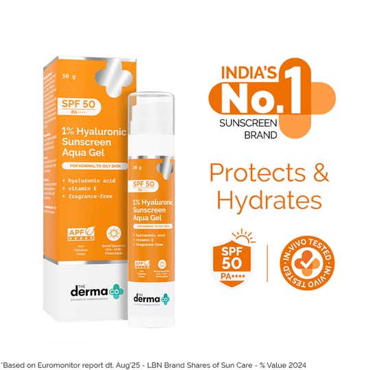 The Derma Co 1% Hyaluronic Sunscreen Spf 50 Pa+++ Aqua Gel For Long Lasting and Deep Hydration (50 g)