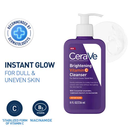 CeraVe Brightening Vitamin C Face Wash For Dull & Uneven Skin, Reduces Dark Spots (236 ml)