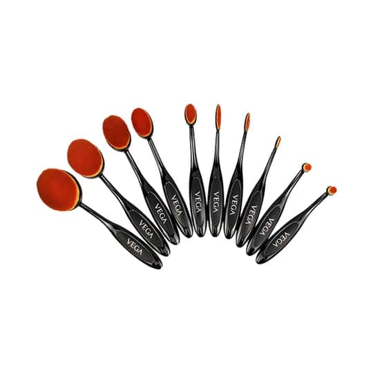 Vega Pro EZ Set of 10 Professional Make up Brushes, (MBS-10)