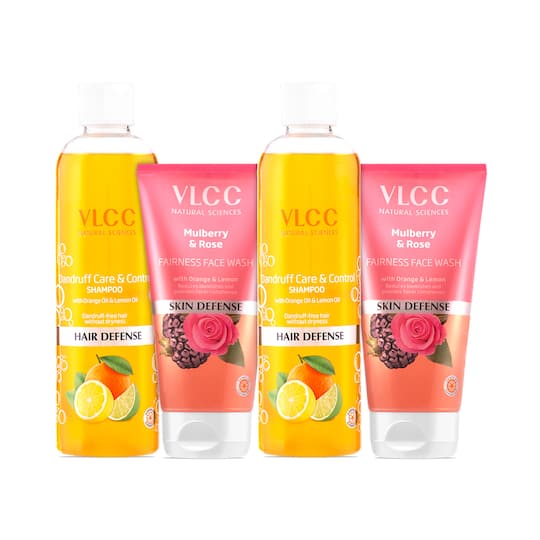 VLCC Dandruff Care and Control Shampoo & Mulberry Rose Face Wash Combo