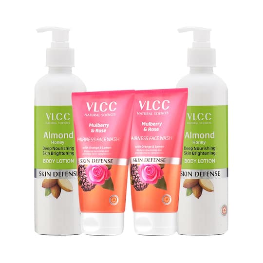 VLCC Almond Honey Skin Brightening Body Lotion & Mulberry & Rose Facewash Set