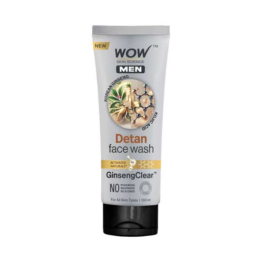 WOW SKIN SCIENCE Men Korean Ginseng + Kojic Acid Detan Face Wash Gel (100 ml)