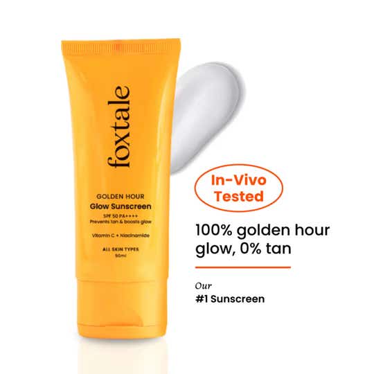 Foxtale Glow Sunscreen SPF 50 PA++++ with Vitamin C & Niacinamide for a Dewy Glow (50ml)