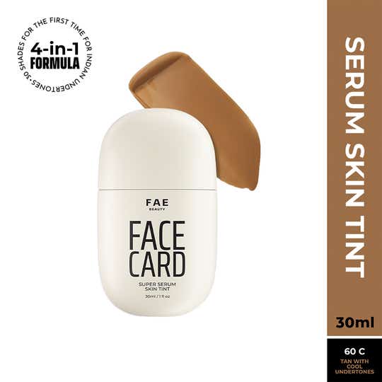 FAE BEAUTY Face Card 4-in-1 Super Serum Skin Tint With Dewy Finish, Shade -60C - Cool (30 ml)