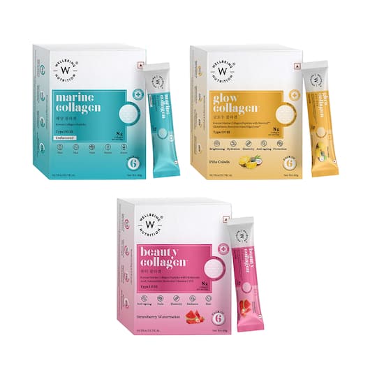 Wellbeing Nutrition Combo Pure Korean Marine Glow, and Beauty collagen (18 Sachet)