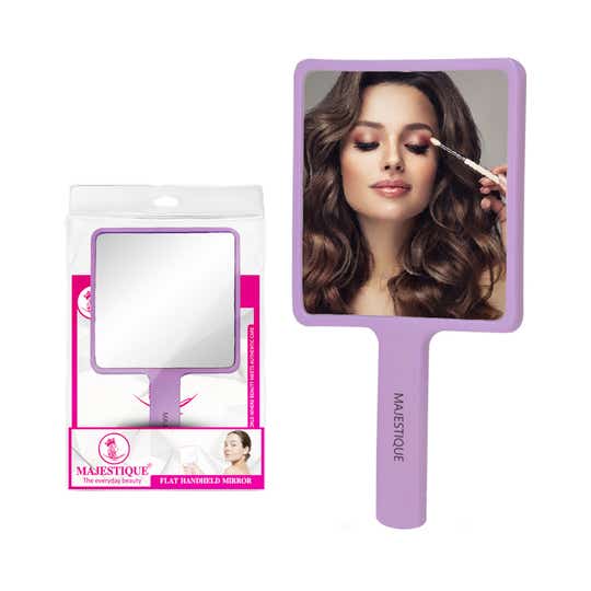 Majestique Flat Handheld Compact Makeup Mirror for Women - Purple