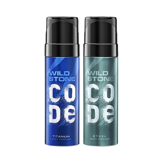 Wild Stone Code Titanium (150 ml) & Steel (150 ml) Long Lasting Nogas Body Perfume For Men Combo