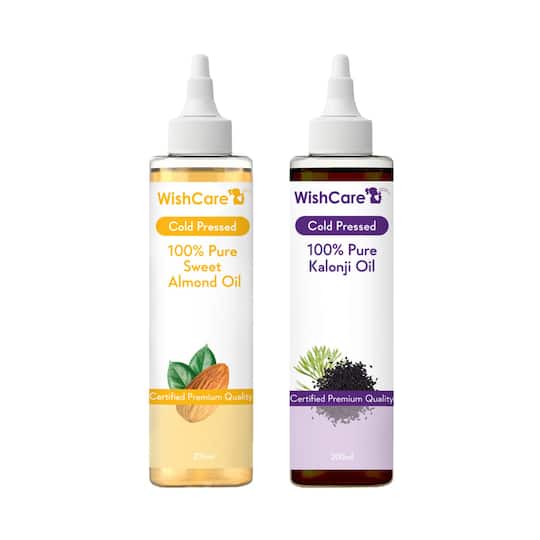 WishCare 100% Pure Cold Pressed Almond Oil & Kalonji Black Onion Seed Oil Combo - (200 ml each)