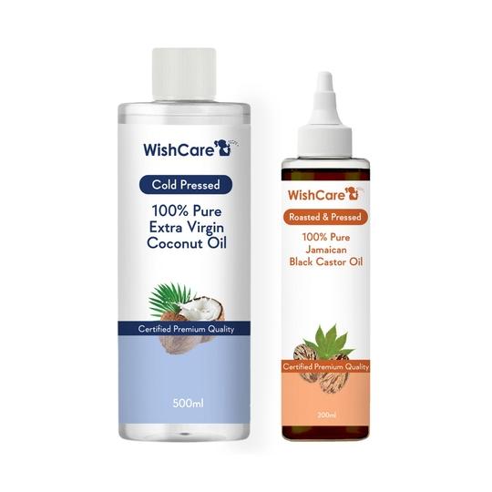 WishCare Extra Virgin Coconut Oil (500 ml) & jamaican Black Castor Oil - (200 ml)