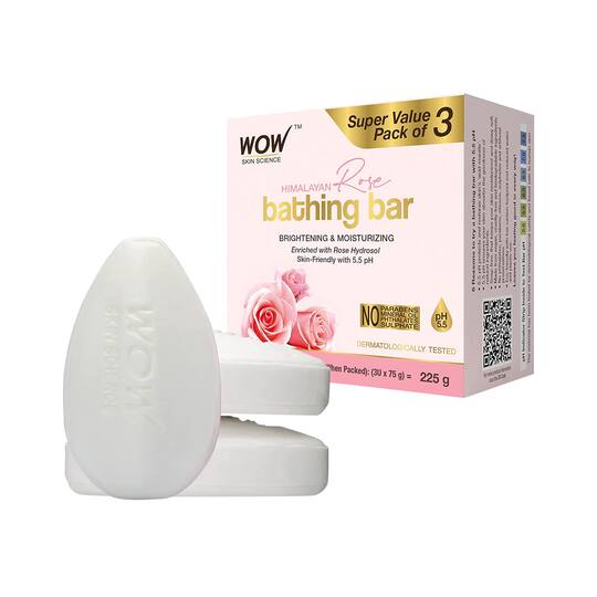 WOW SKIN SCIENCE Himalayan Rose Bathing Bar Skin-Friendly With 5.5 PH (3Pcs)