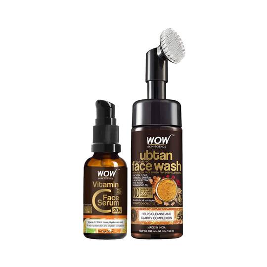 WOW SKIN SCIENCE Ubtan Face Wash and Vitamin C Face Serum Combo