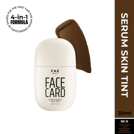 FAE BEAUTY Face Card 4-in-1 Super Serum Skin Tint With Dewy Finish, Shade - 96N - Neutral (30 ml)