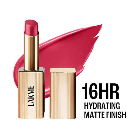 Lakme Bejewel 3D Matte Slim Bullet Lipstick with Vitamin E for Hydrated Lips - Pink Passion (3.6 g)
