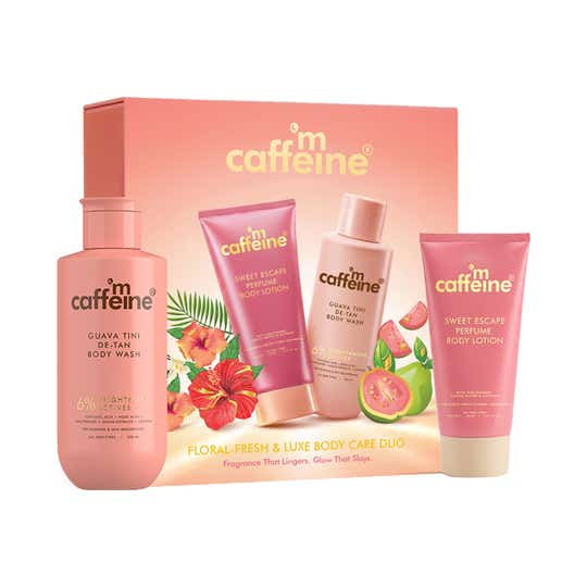 mCaffeine Sweet Escape Body Lotion,Guava Tini De-Tan Body Wash Floral-Fresh & Luxe Body Care Duo (2 pcs)