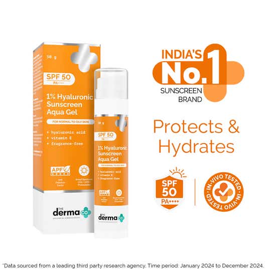 The Derma Co 1% Hyaluronic Sunscreen Spf 50 Pa+++ Aqua Gel For Long Lasting and Deep Hydration (50 g)