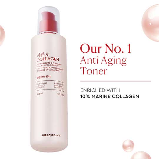 The Face Shop Collagen & Pomegranate Korean Toner with Hyaluronic Acid - Best in Anti Aging (160 ml)
