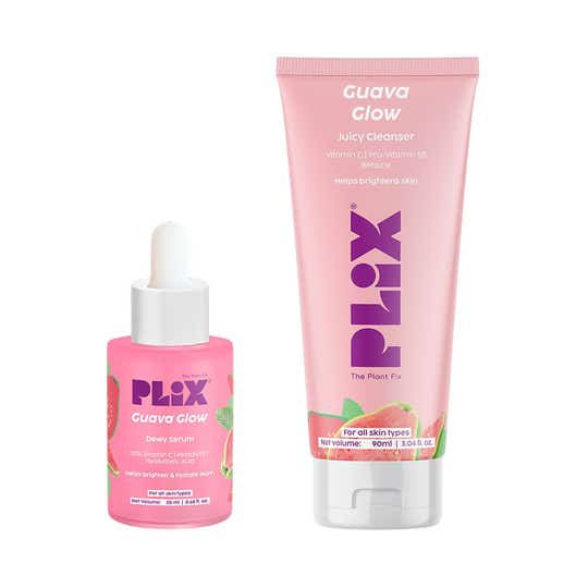 Plix Guava Powered Duo For Glowy Skin Hydrating Cleanser & 10% Vitamin C Dewy Serum (2 pcs)