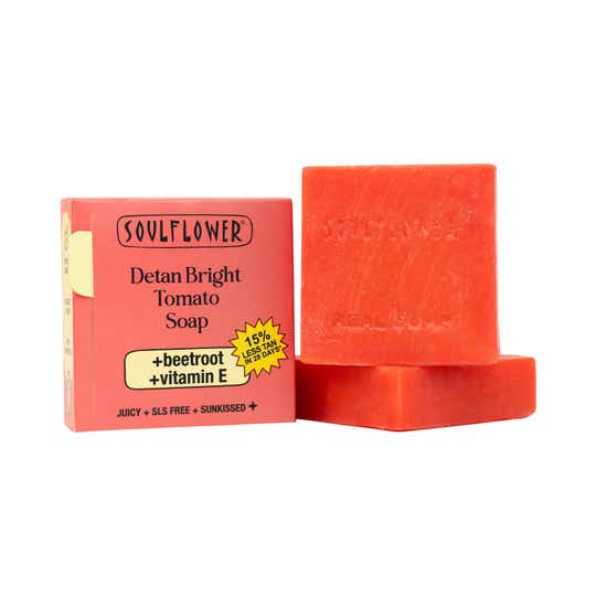 Soulflower Detan Bright Tomato Soap for Tan Removal & Moisturizer (100 g)