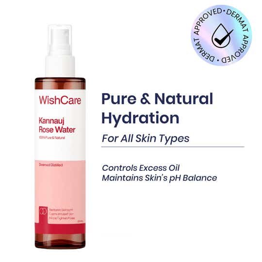 WishCare 100% Pure and Natural Kannauj Rose Water Face Toner For Glowing Skin (200 ml)