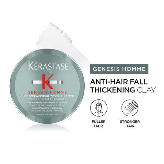 KERASTASE Genesis Homme Anti-Hair Fall Thickening Clay, For Weakened Hair, Prone to Thinning (75 ml)