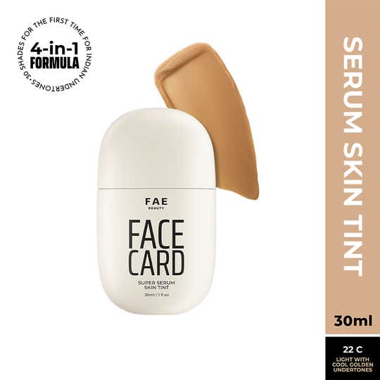 FAE BEAUTY Face Card 4-in-1 Super Serum Skin Tint With Dewy Finish, Shade - 22C - Cool (30 ml)