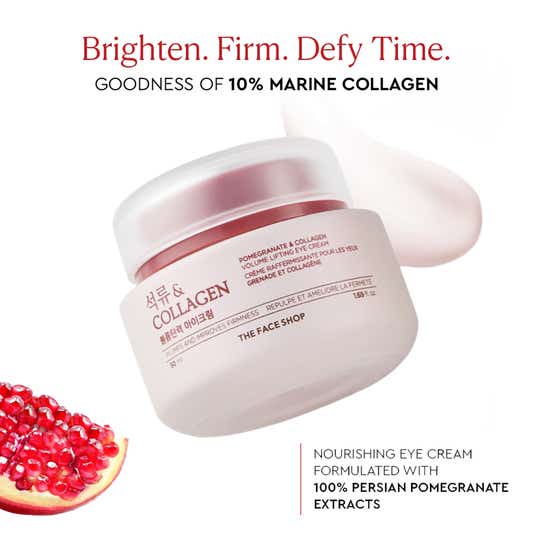 The Face Shop Collagen & Pomegranate Korean Under Eye Cream for Dark Circles & Wrinkles (50 ml)