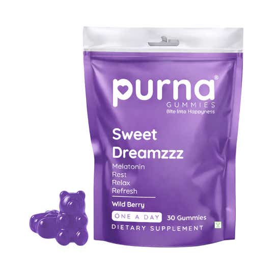 Purna Gummies Melatonin Gummies For Sleep Well & Reduced Stress - Wild Berry Flavour (30 Pcs)