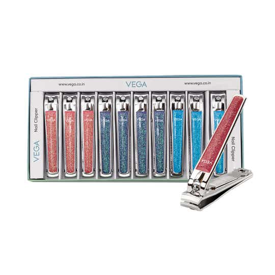 Vega Large Nail Clipper Set of 10 Pcs Glitter (LNCB-02) (504 g)
