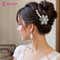 Majestique Rhinestone Flower Juda Hair Comb - Black