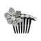 Majestique Rhinestone Flower Juda Hair Comb - Black