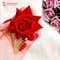 Majestique Red Rose Hair Clip with Golden Stone Tassels -Red