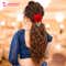 Majestique Red Rose Hair Clip with Golden Stone Tassels -Red