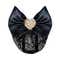 Majestique Satin Bow Hair Clip with Floral Net Bun Cover - Black