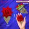 Majestique Red Rose Hair Clip with Golden Stone Tassels -Red