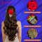 Majestique Red Rose Hair Clip with Golden Stone Tassels -Red